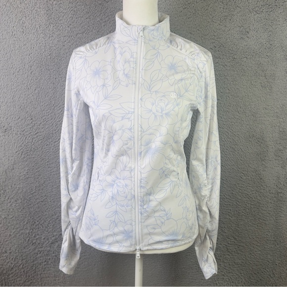 G/FORE Jackets & Blazers - G Fore Jacket Womens Extra Small White Blue Floral Full Zip Performance Golf